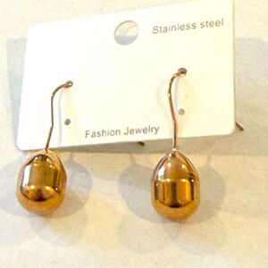 Classic Gold Stainless Steel Drop Earrings
